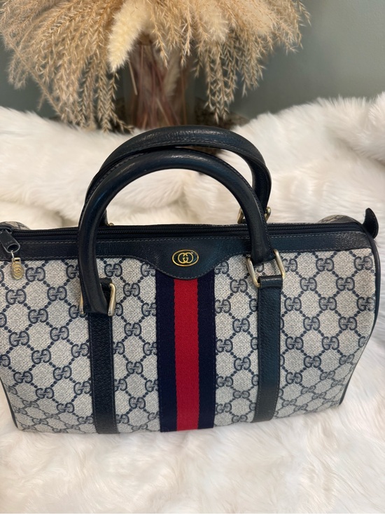 Gucci Handbags - Gucci Blue and Red GG Supreme Satchel with Top Handles